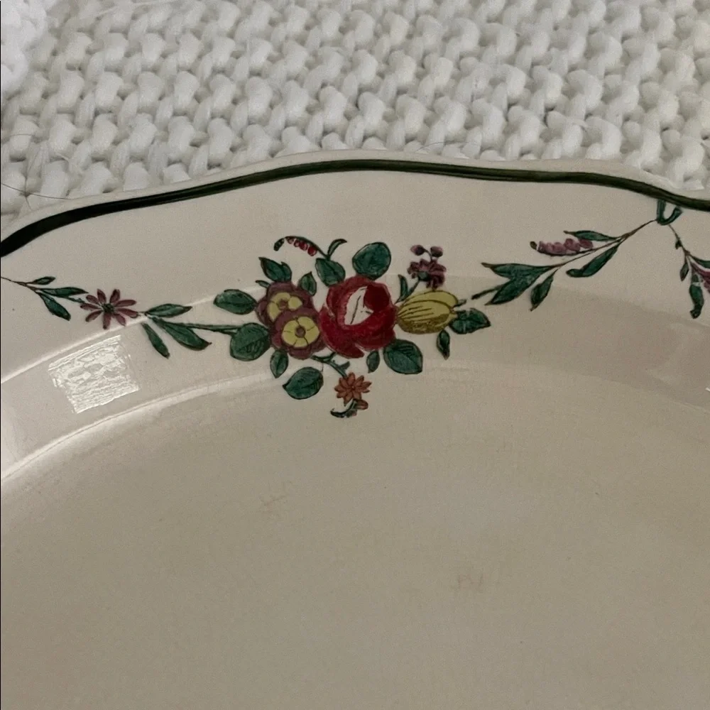 Royal Doulton Old Leeds 12.75 in Scalloped Cream Serving Plate w/ Floral Border